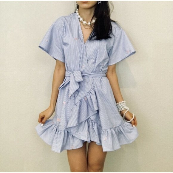 Romeo & Juliet Couture Flamingo Wrap Dress Small - Picture 2 of 11